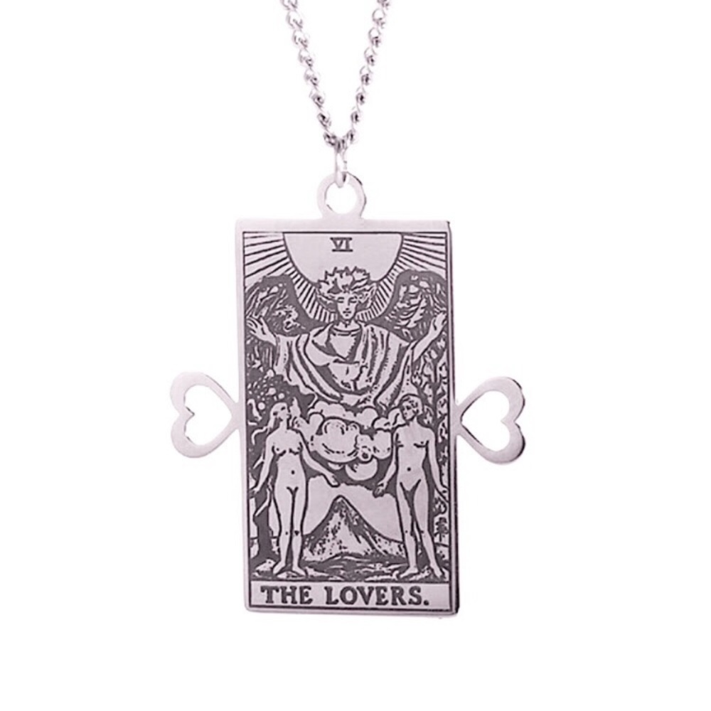 ⚜️𝟯𝟬%𝗢𝗙𝗙 𝗯𝘂𝗻𝗱𝗹𝗲𝘀 𝟯+⚜️ NEW Lovers Tarot Card Stainless Steel Necklace - Picture 7 of 11